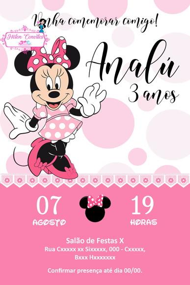 Convite Digital Minnie Vermelha/rosa