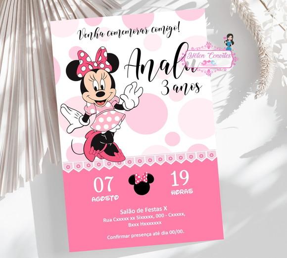 Convite Digital Minnie Vermelha/rosa