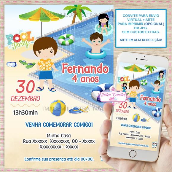 Convite Digital Pool Party