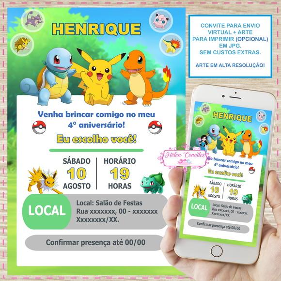 Convite Digital Pokémon