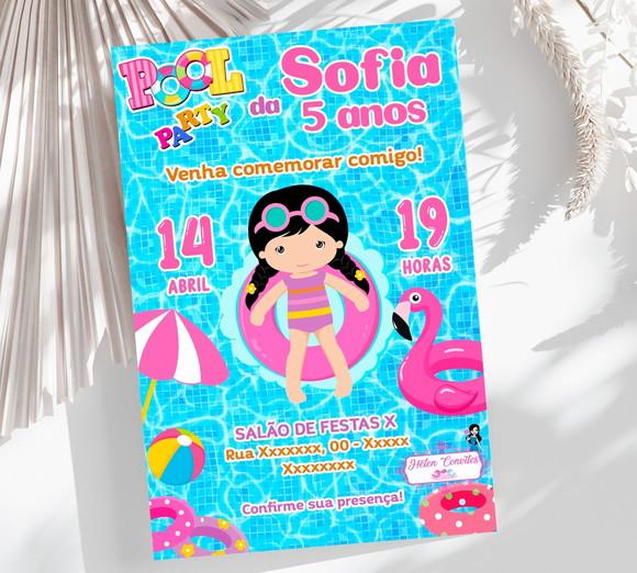 Convite Digital Pool Party Menina