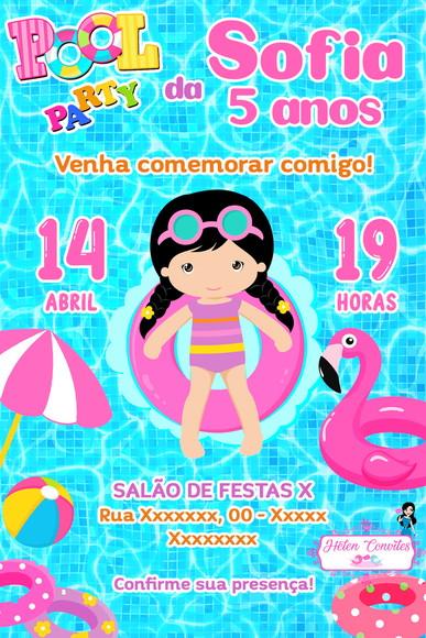Convite Digital Pool Party Menina
