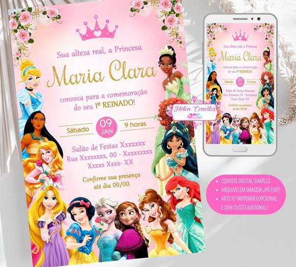 Convite Digital Princesas Disney