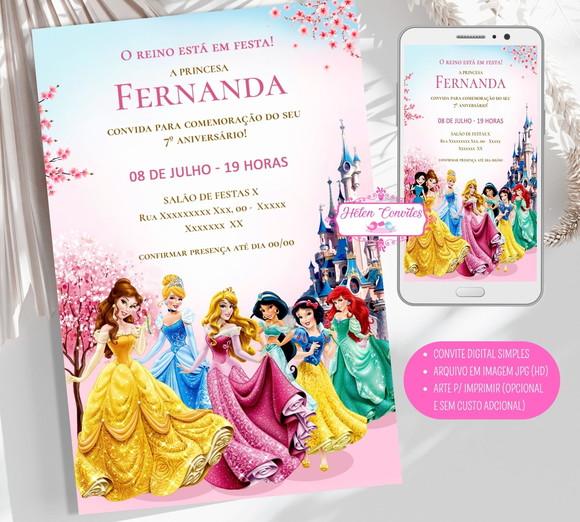 Convite Digital Princesas Disney