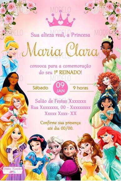 Convite Digital Princesas Disney