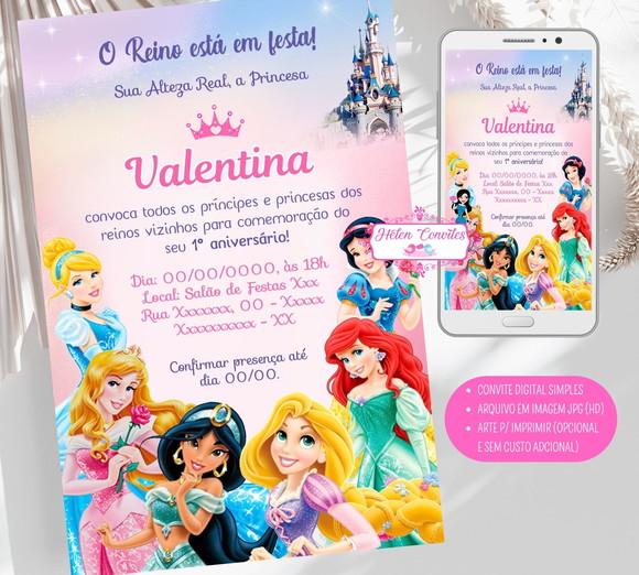 Convite Digital Princesas Disney