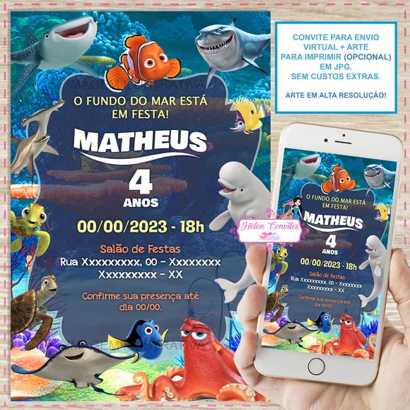Convite Digital Procurando Nemo