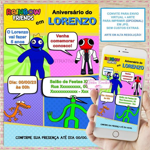 Convite Digital Rainbow Friends
