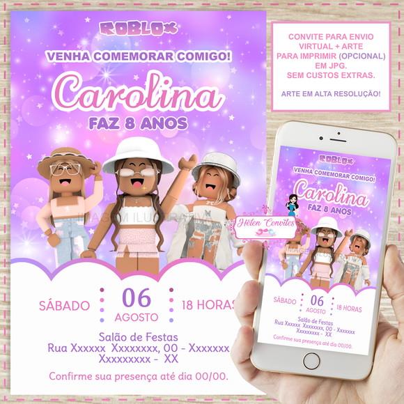 Convite Digital Roblox Menina