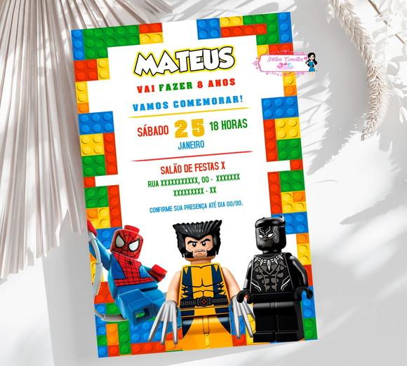 Convite Digital Super Lego Heróis