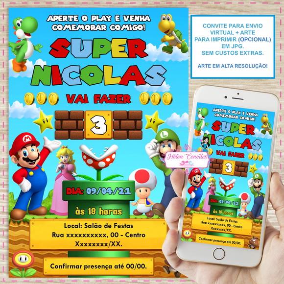 Convite Digital Super Mario Bros