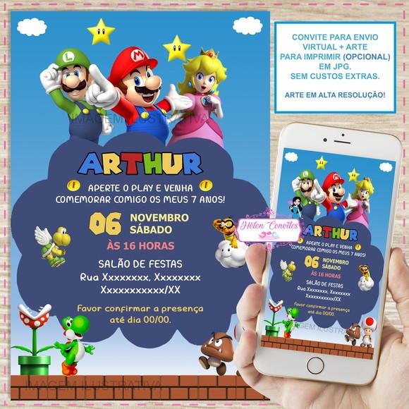 Convite Digital Super Mario Bros