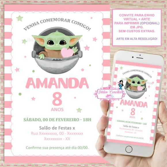 Convite Digital Yoda Baby Menina