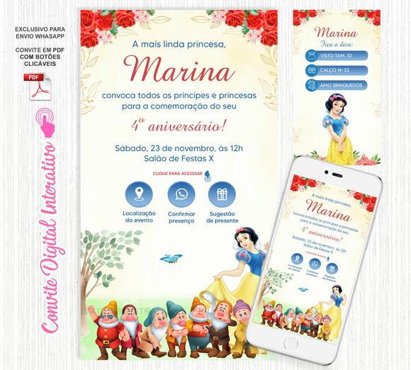 Convite Interativo Branca de Neve | Convite Virtual Interativo