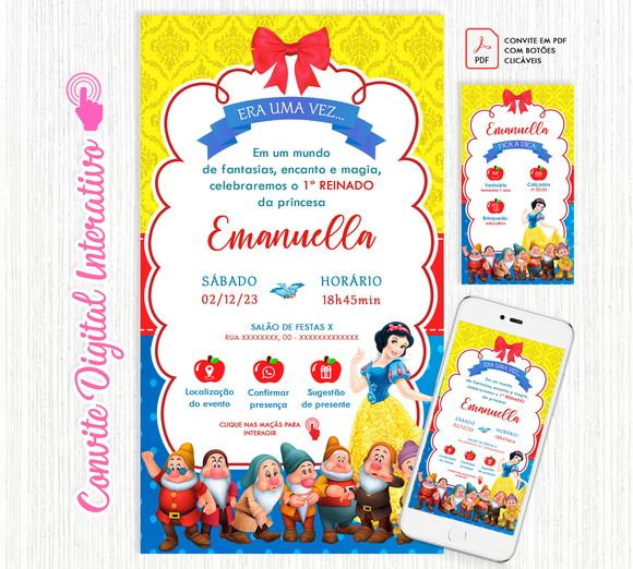Convite Interativo Branca de Neve | Convite Virtual Interativo