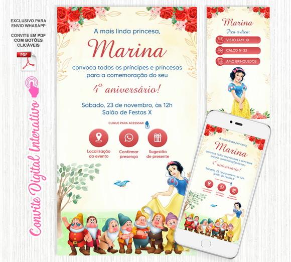 Convite Interativo Branca de Neve | Convite Virtual Interativo