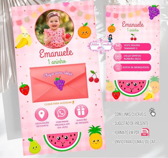Convite Interativo e Animado Quitandinha ou Frutinhas