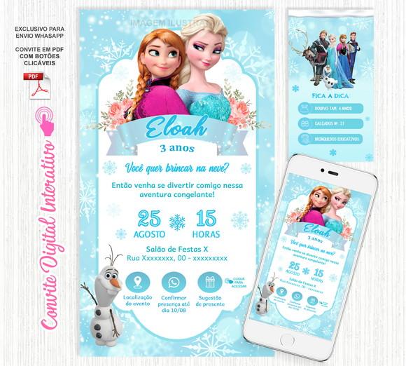 Convite Interativo Frozen (Elsa) - Digital