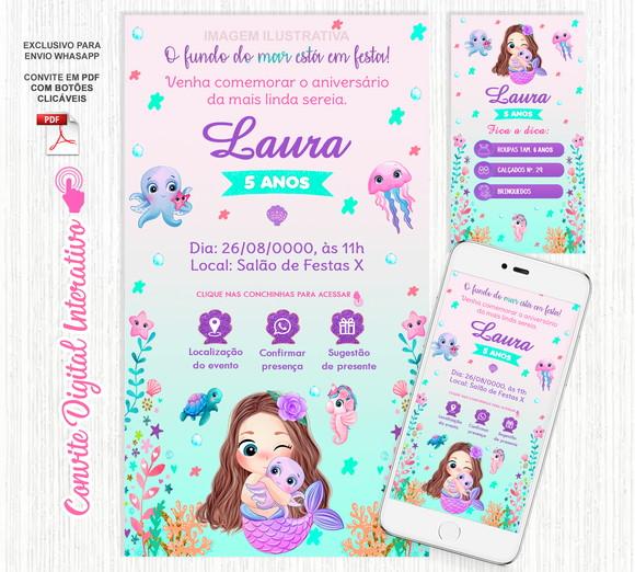 Convite Interativo Sereia Baby | Convite Virtual Interativo