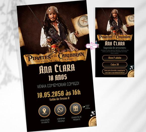 Convite Interativo Piratas do Caribe | Convite Virtual Interativo