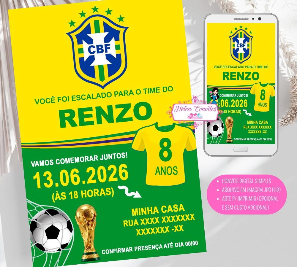 Convite Digital Copa do Mundo | Convite Virtual Futebol