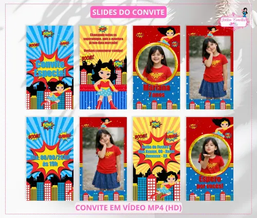 Convite em Vídeo Animado Mulher Maravilha