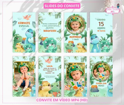 Convite em Vídeo Animado Dino baby
