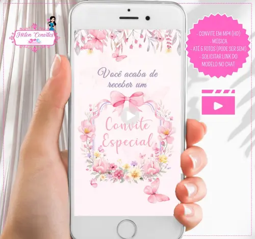 Convite em Vídeo Animado Jardim das Borboletas ou Benção