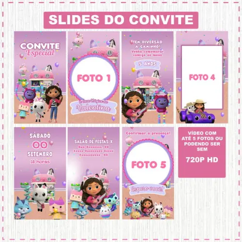 Convite Animado a Casa Mágica de Gabby