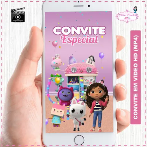 Convite Animado a Casa Mágica de Gabby