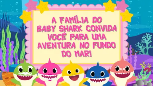 Convite Animado Baby Shark Menina