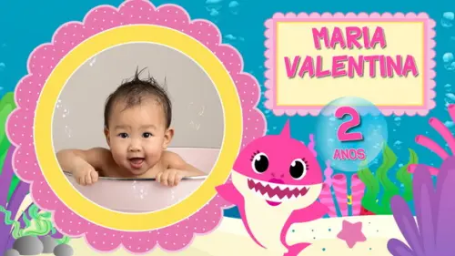Convite Animado Baby Shark Menina