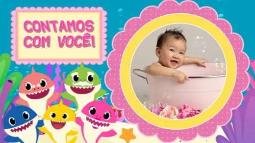 Convite Animado Baby Shark Menina