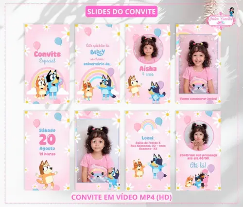 Convite Animado Bluey e Bingo Menina