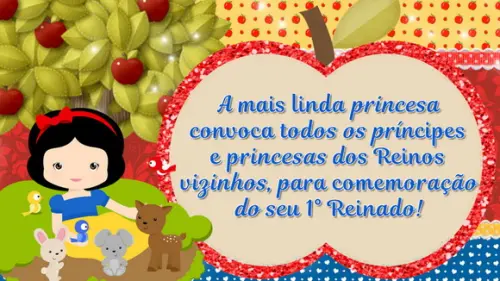 Convite Animado Branca de Neve Cute