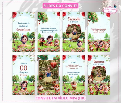 Convite Animado Branca de Neve Baby