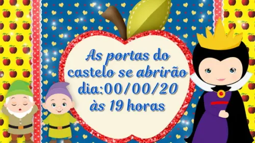 Convite Animado Branca de Neve Cute
