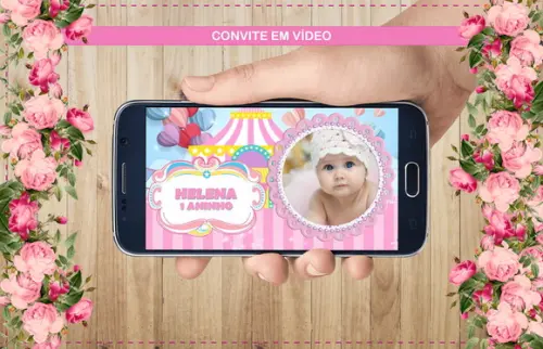 Convite Animado Circo Rosa