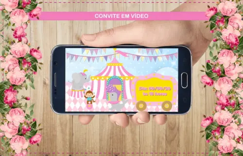 Convite Animado Circo Rosa