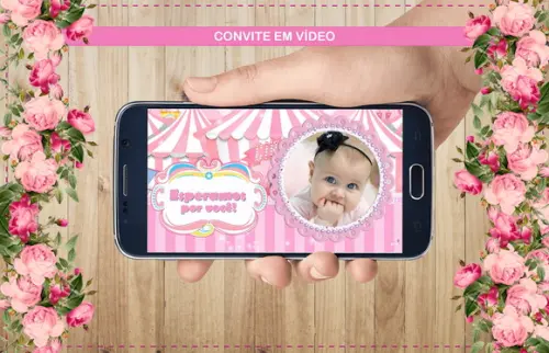 Convite Animado Circo Rosa