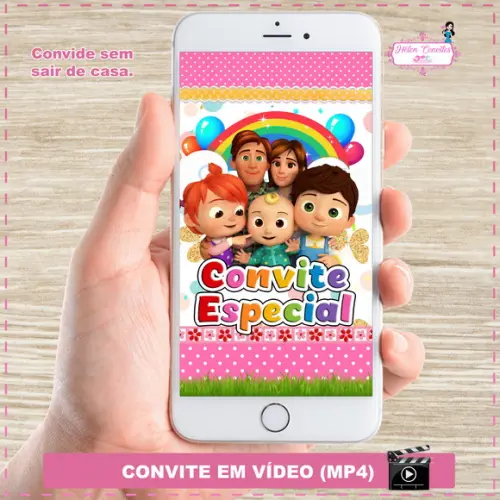 Convite Animado Cocomelon Menina
