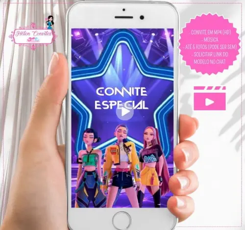 Convite Animado Guerreiras do K-pop - Huntrix