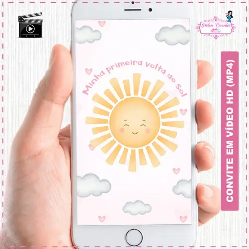 Convite Animado Minha Primeira Volta ao Sol