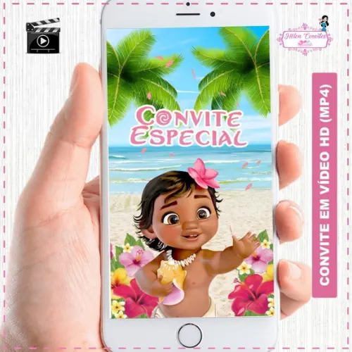 Convite Animado Moana Baby