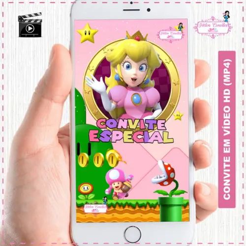 Convite Animado Princesa Peach