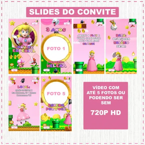 Convite Animado Princesa Peach