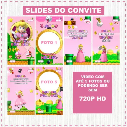 Convite Animado Princesa Peach