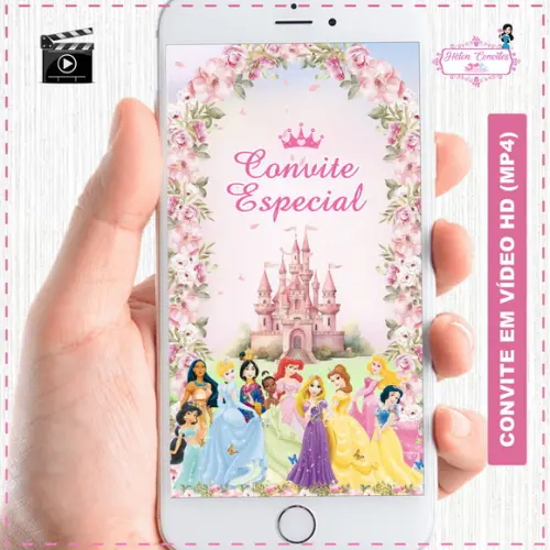 Convite Animado Princesas da Disney