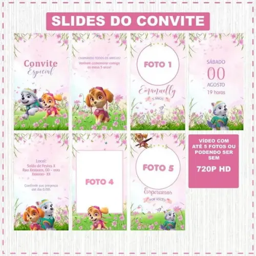 Convite Animado Skye e Everest Patrulha Canina