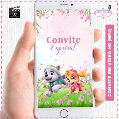 Convite Animado Skye e Everest Patrulha Canina